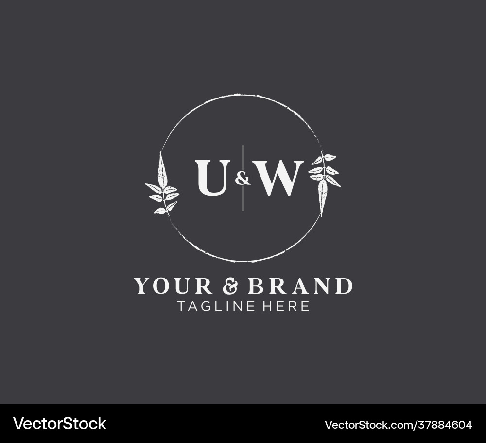 Initial uw letters floral frames botanical – Royalty-Free Vector ...