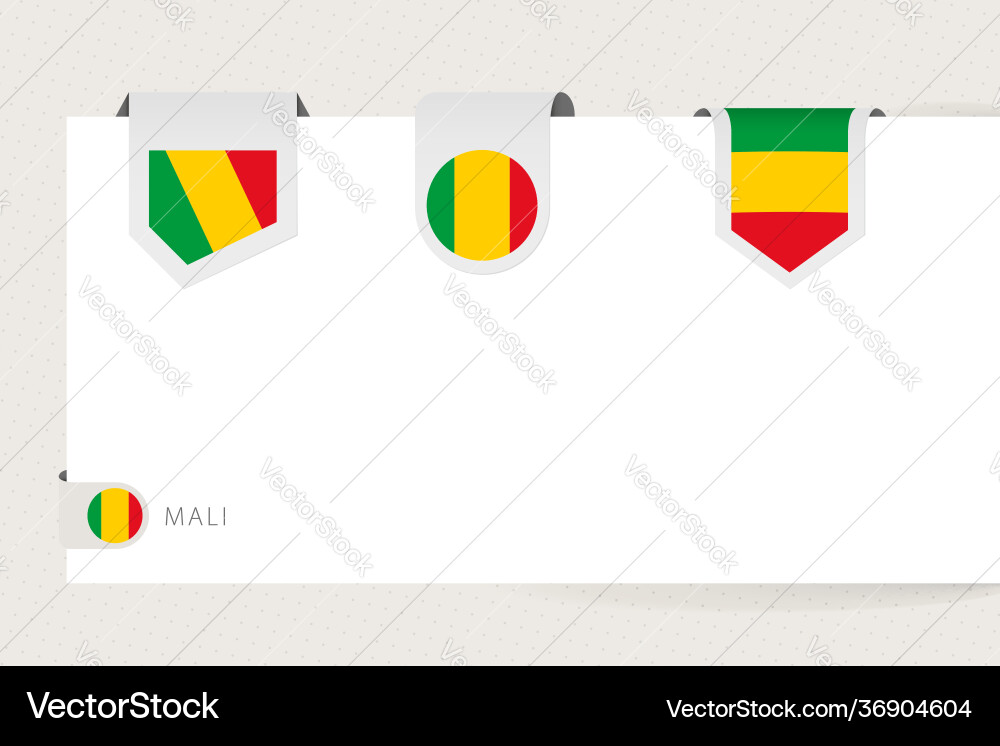 Label flag collection mali in different shape Vector Image