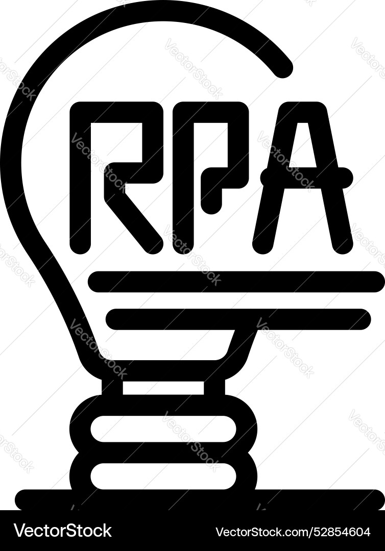 Lightbulb showing rpa robotic process automation Lightbulb showing rpa robotic process automation vector image
