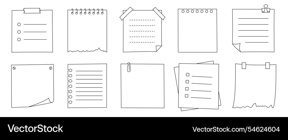Memo frame note paper line sheet set notebook Memo frame note paper line sheet set notebook vector image