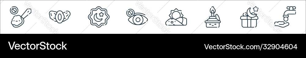 Ramadan line icons linear set quality Ramadan line icons linear set quality vector image
