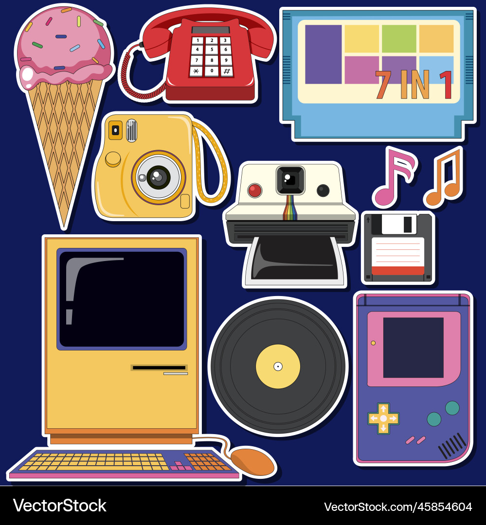 Retro objects and elements set Retro objects and elements set vector image