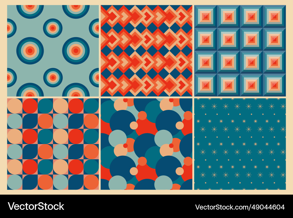 Retro seamless patterns in the style of 50s vector image
