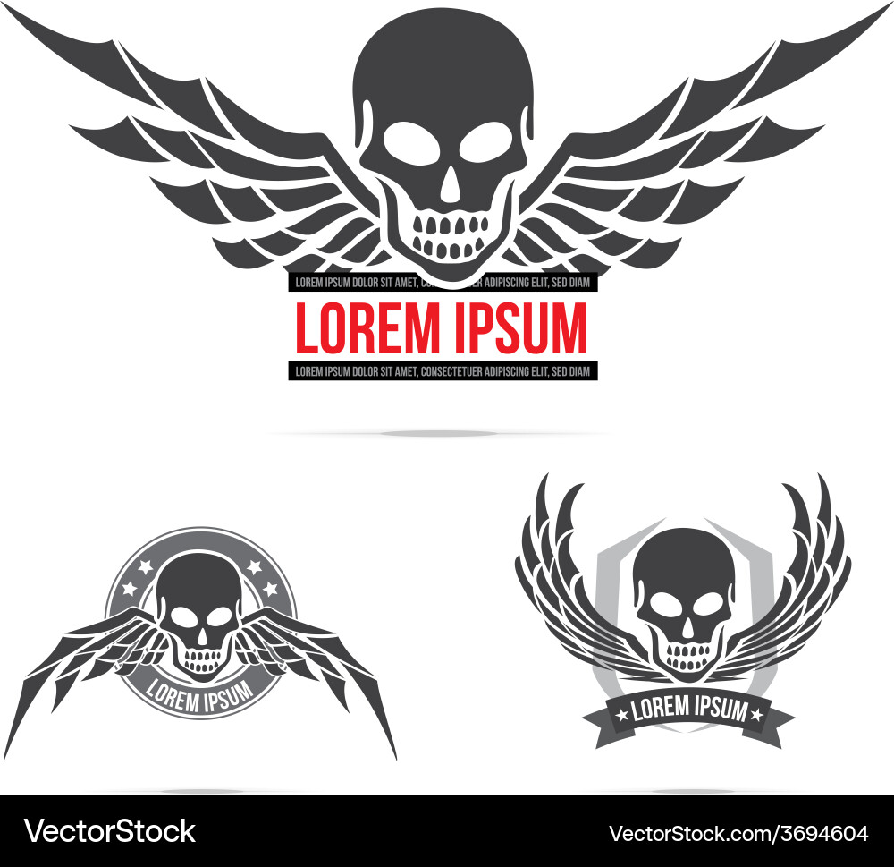 Totenkopf mit Flügel Logo Emblem Vektorbild