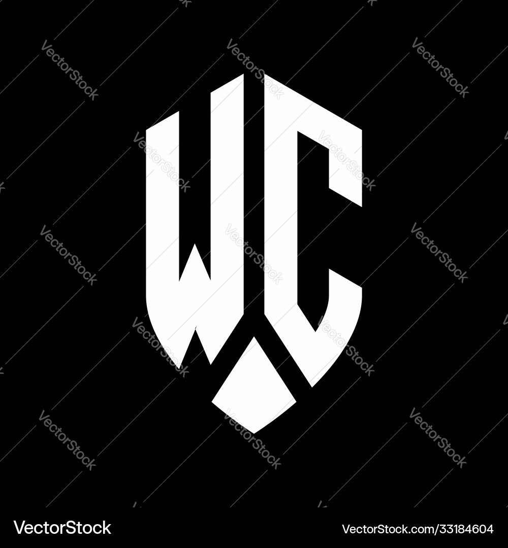 Wc logo monogram with emblem shield style design Wc logo monogram with emblem shield style design Vector Image