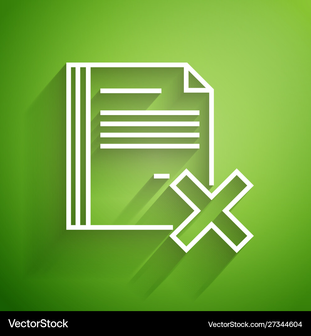 White line delete file document icon isolated Vector Image