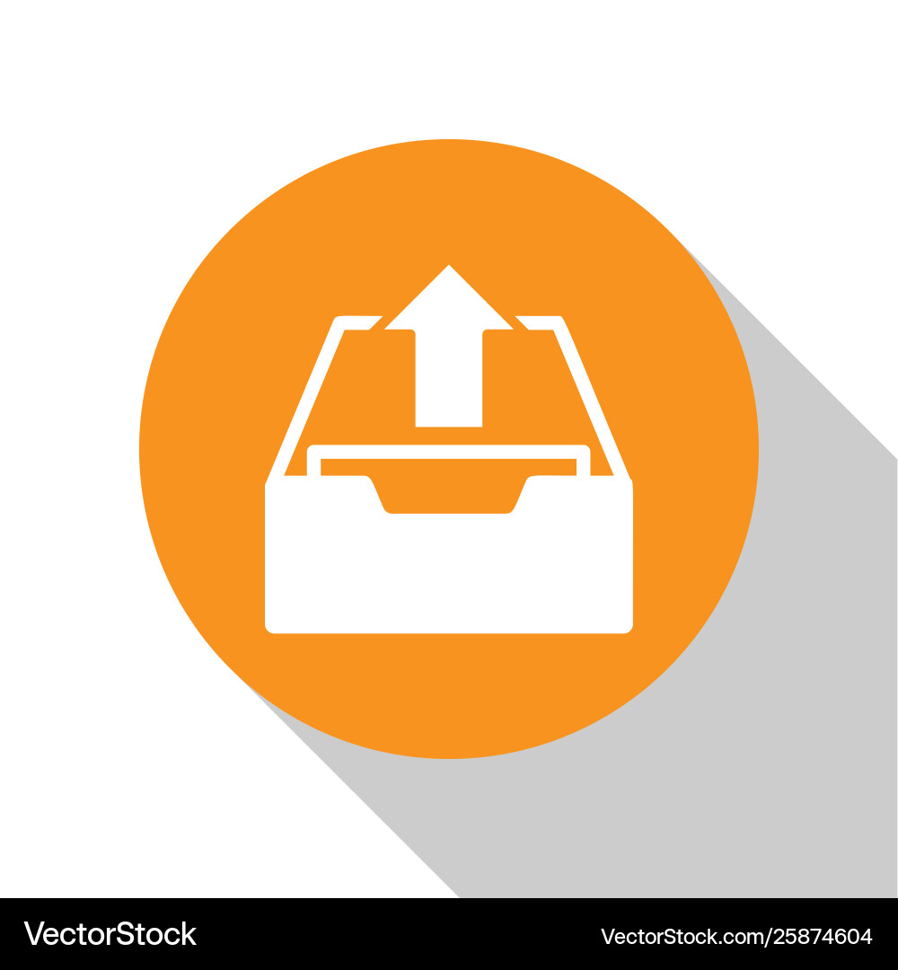 White upload inbox icon isolated on White upload inbox icon isolated on vector image