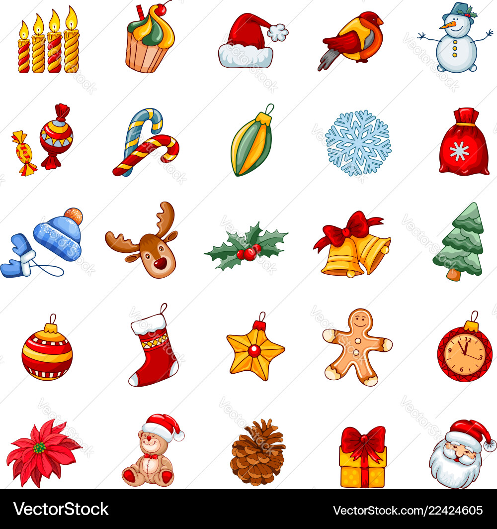 Christmas Icon Set - Festive Winter Symbols Vector Image