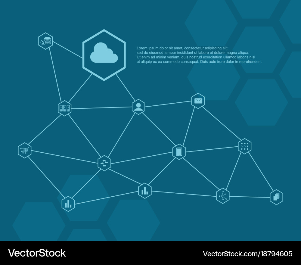 Collection block chain style background vector image
