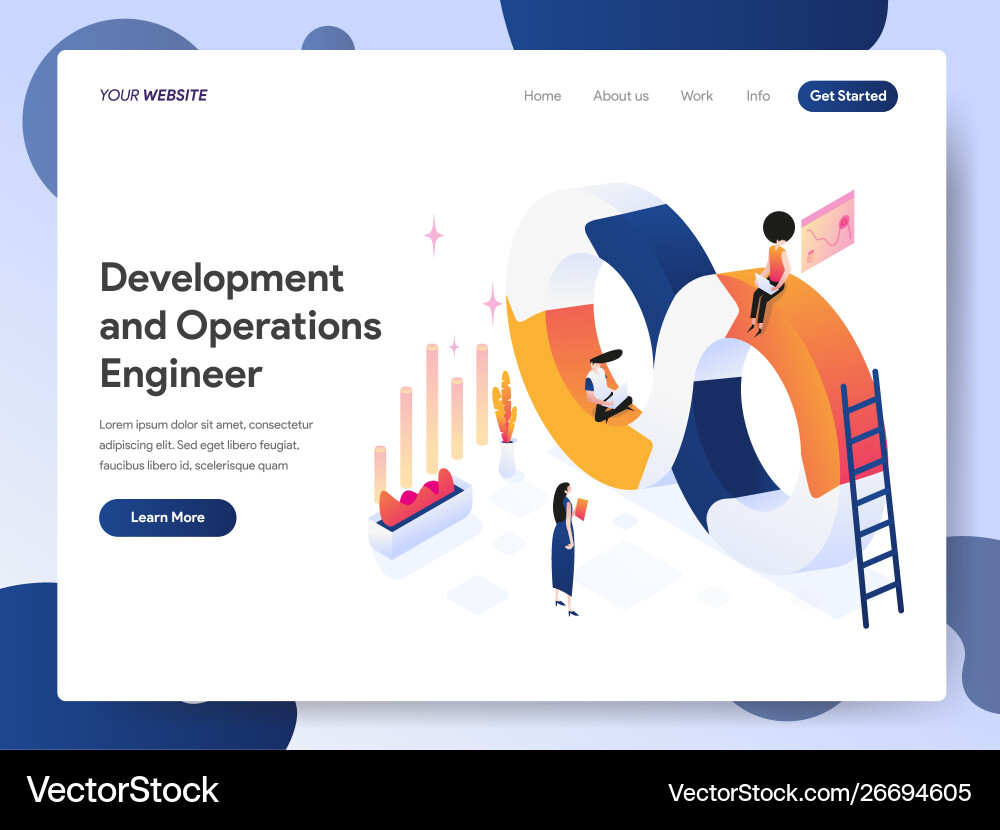 Development and operations engineer isometric Development and operations engineer isometric vector image