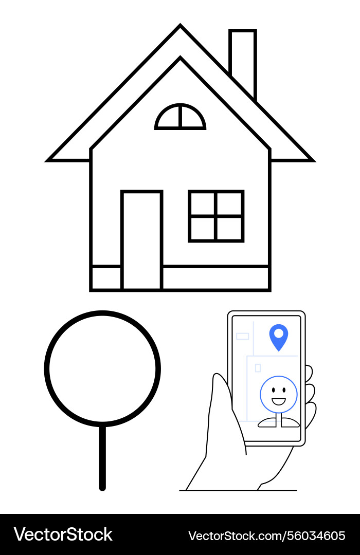 Finding home location via smartphone with gps Finding home location via smartphone with gps vector image