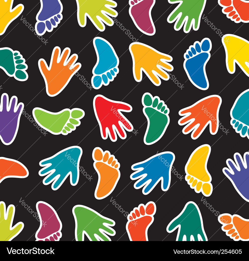 Footprint Pattern - Black Background Vector Image