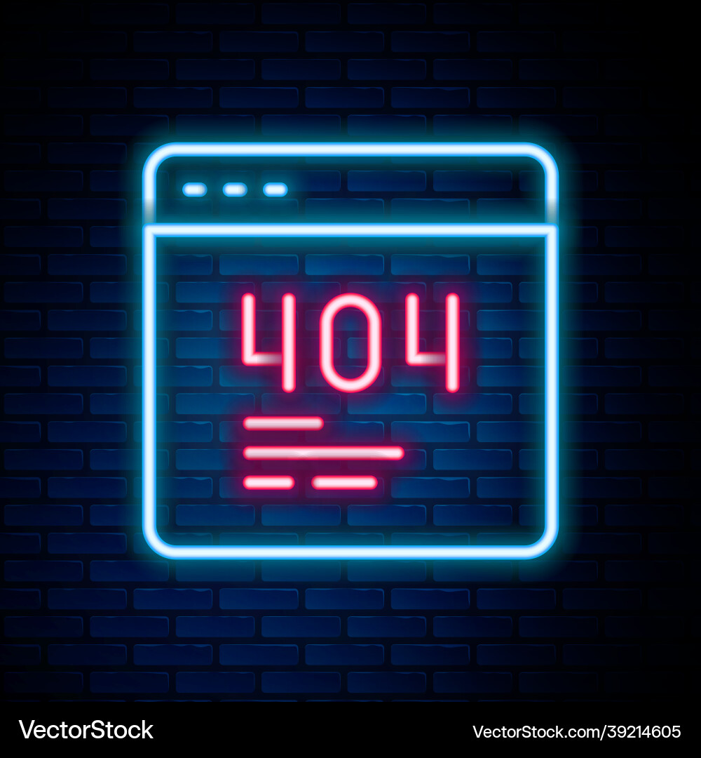 Glowing neon line page with a 404 error icon Glowing neon line page with a 404 error icon vector image