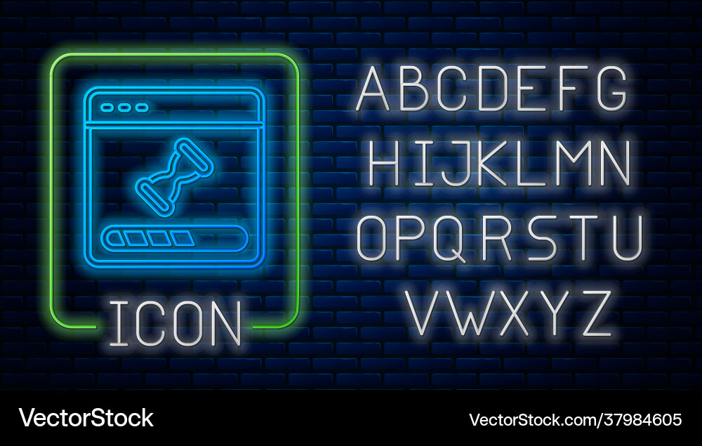 Glowing neon loading a data window with progress Glowing neon loading a data window with progress Vector Image