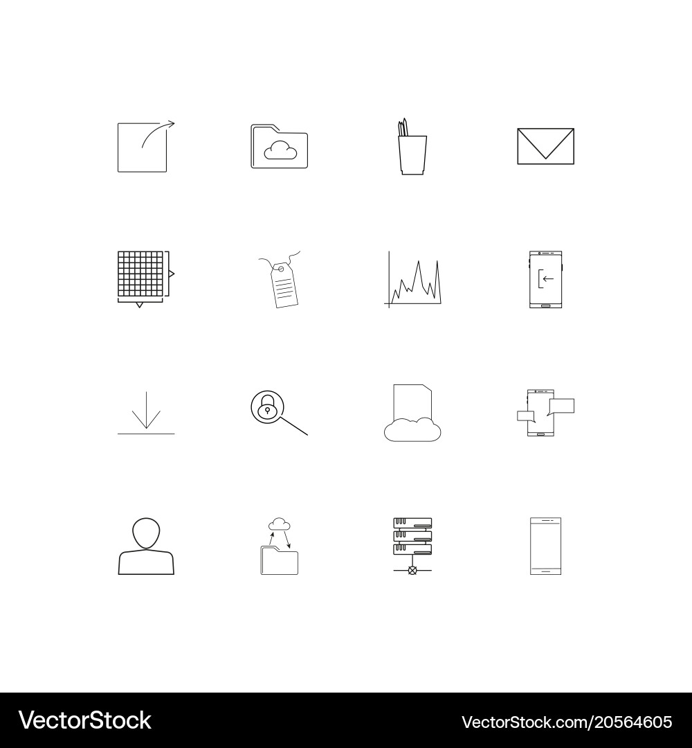 Internet technologies simple linear icons set vector image