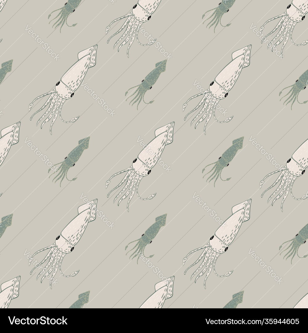 Seamless pattern with underwater squids doodle Seamless pattern with underwater squids doodle Vector Image