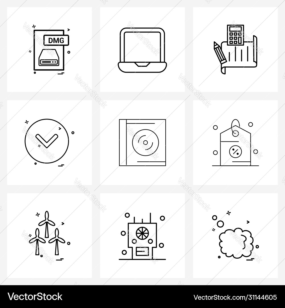 Set 9 simple line icons down direction vector image