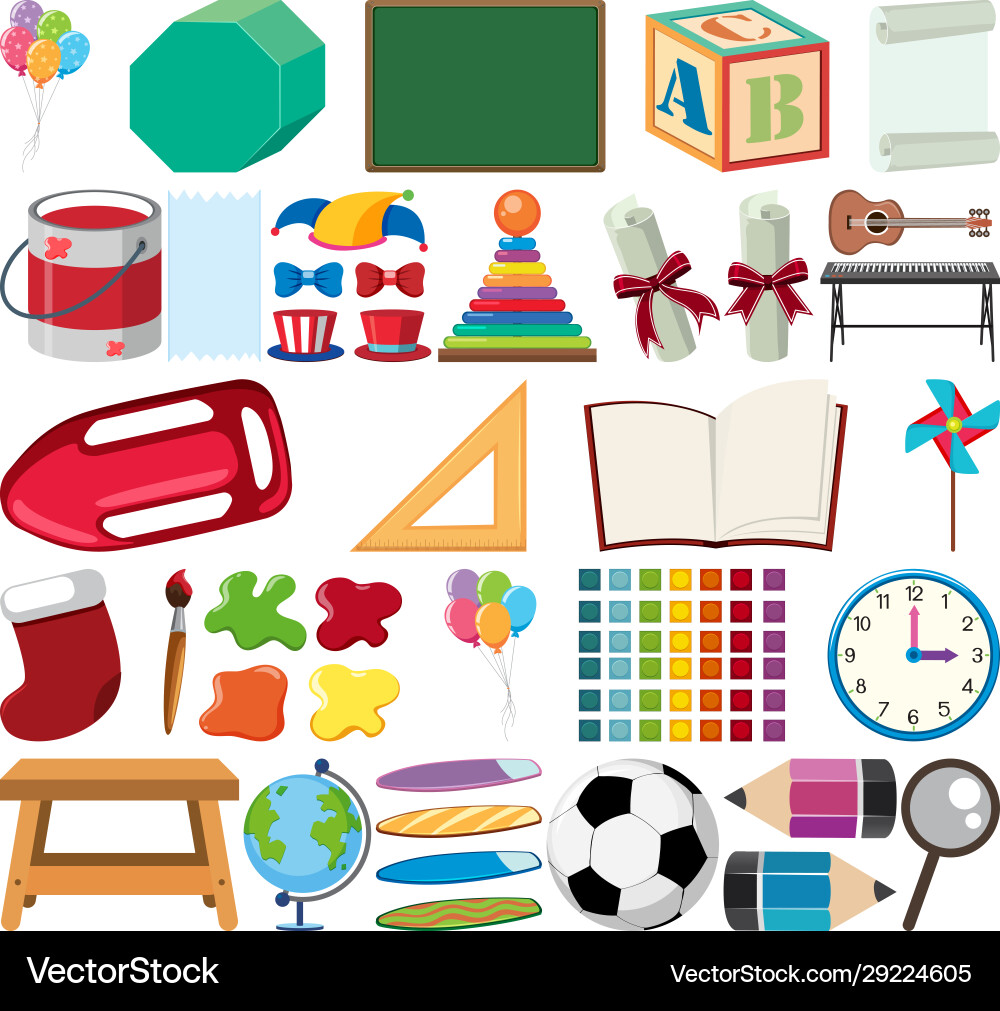 Set isolated objects theme stationeries Set isolated objects theme stationeries vector image