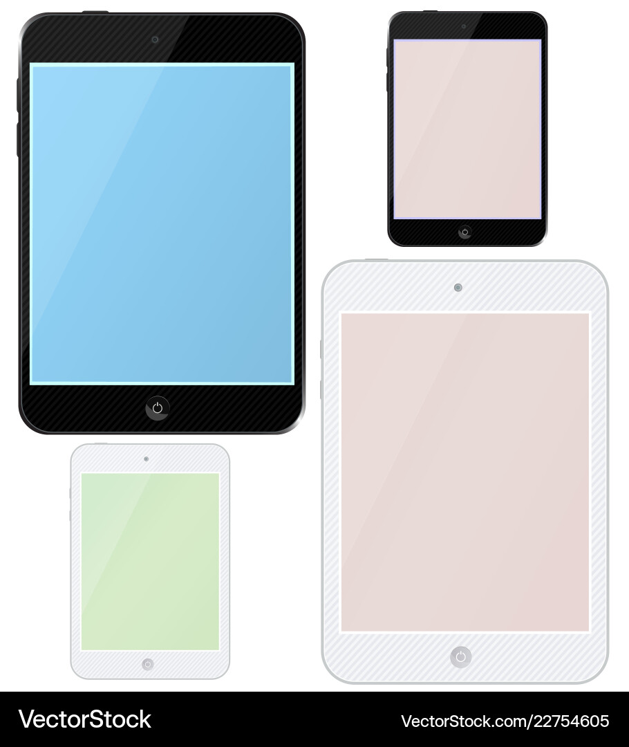Set of different empty tablets with stripes Set of different empty tablets with stripes vector image
