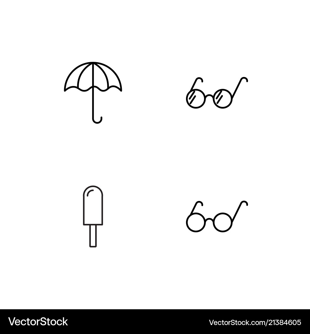 Summer linear icons set simple outline vector image