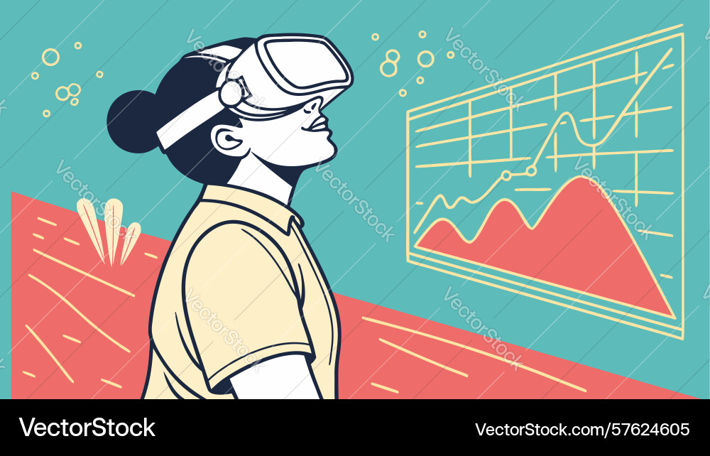 Virtual reality data visualization - immersive Vector Image