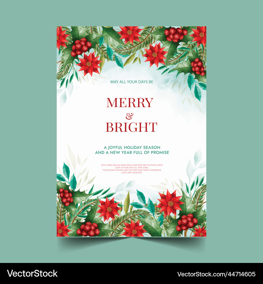 Watercolor new year greeting card template Vector Image