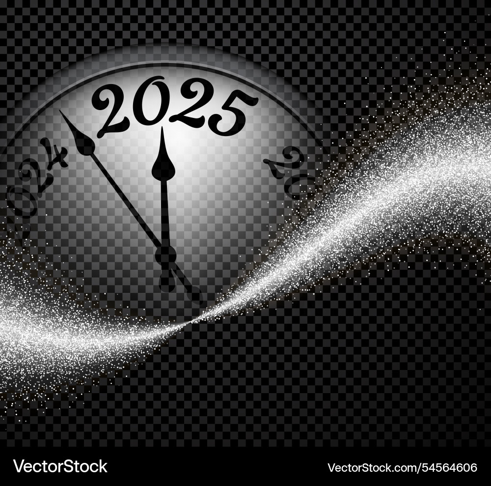 2025 countdown clock with glittering sparkle 2025 countdown clock with glittering sparkle vector image