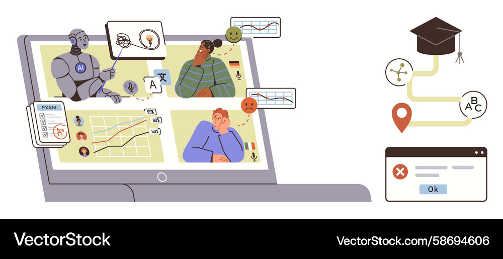 AI Learning Analytics Dashboard Vector Image