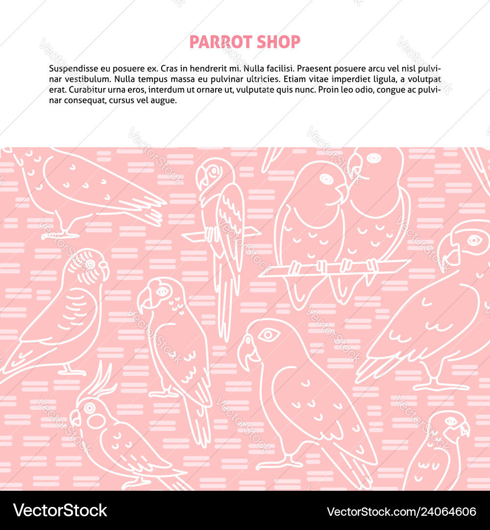 Background with parrots in line style and place Background with parrots in line style and place vector image
