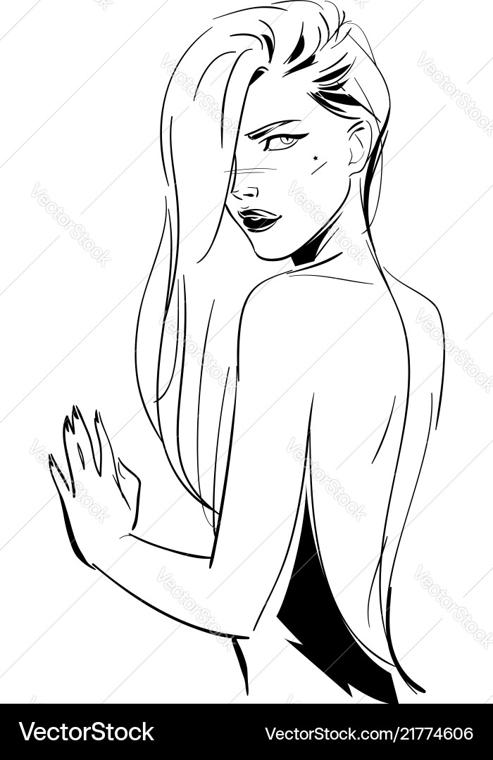 Blonde Mode Sketch - Back View vektorbild