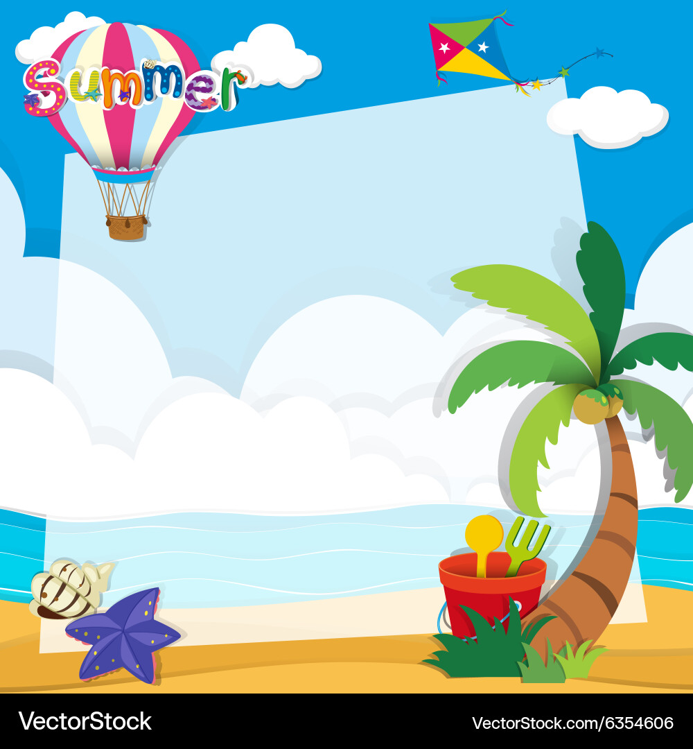 Border design with summer theme Vector Image