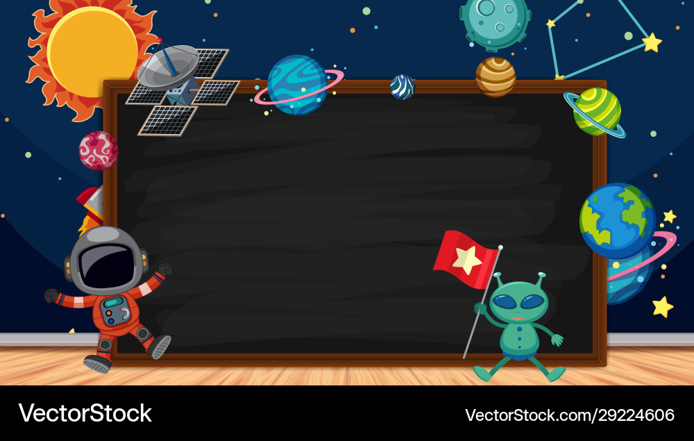 Border template with space theme in background Border template with space theme in background vector image
