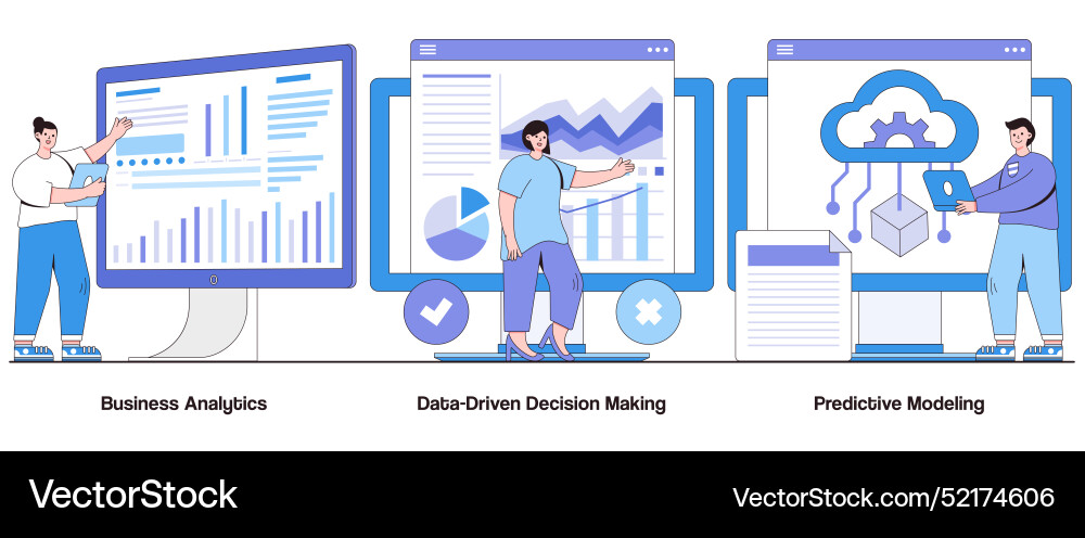 Business analytics data-driven decision making Business analytics data-driven decision making vector image