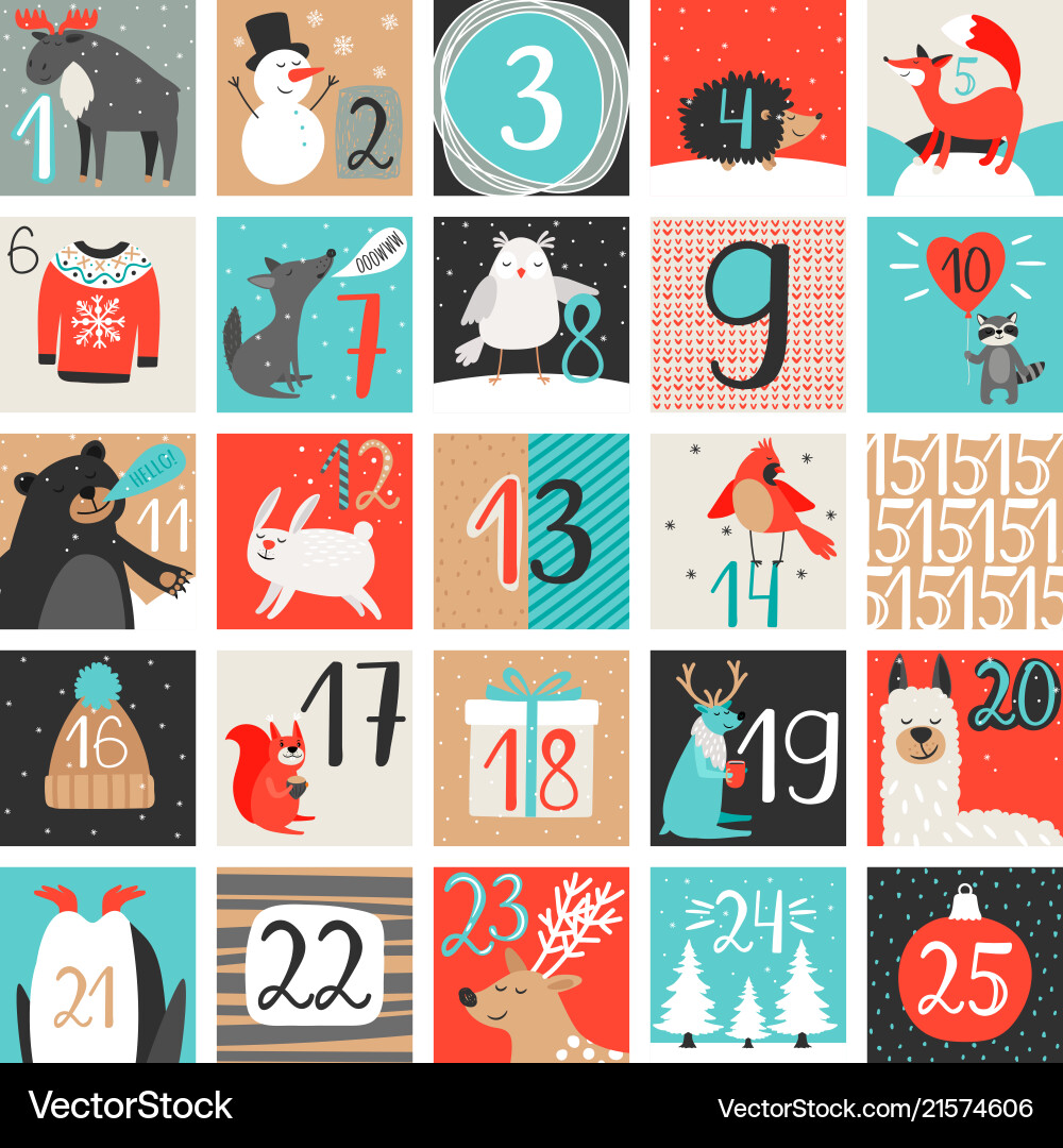 Christmas Advent Calendar - Winter Countdown vector image