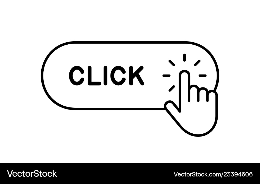 Click here button with hand icon vector image