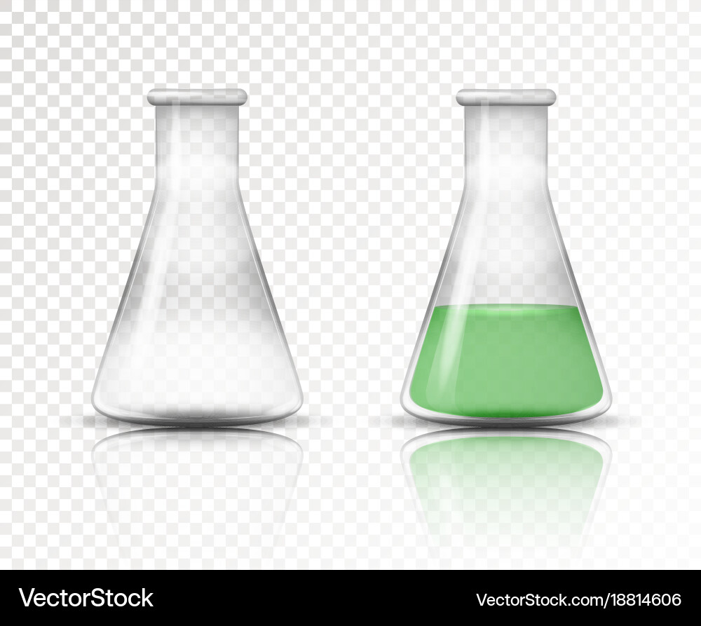 Empty and filled flask for chemical lab vector image