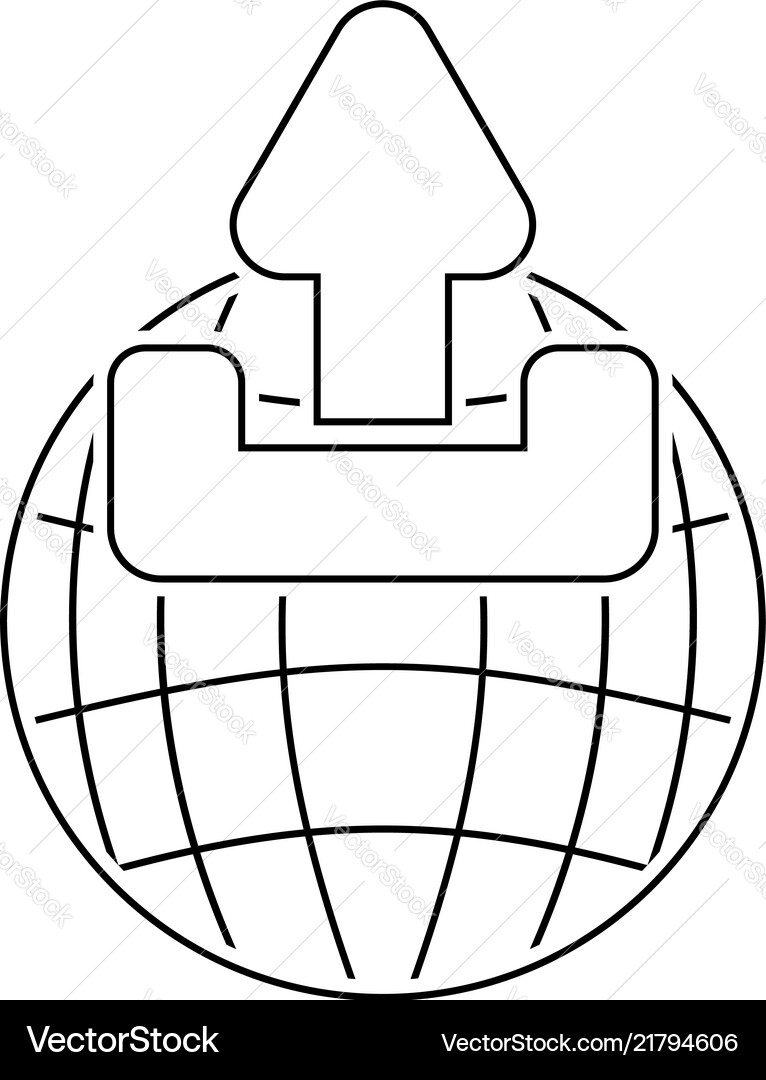 Globe with upload symbol icon Globe with upload symbol icon vector image