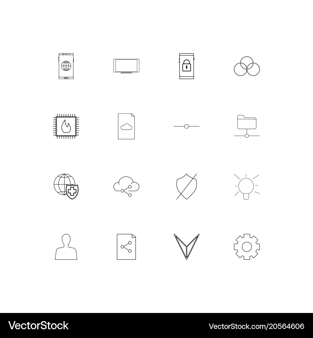 Internet technologies simple linear icons set vector image