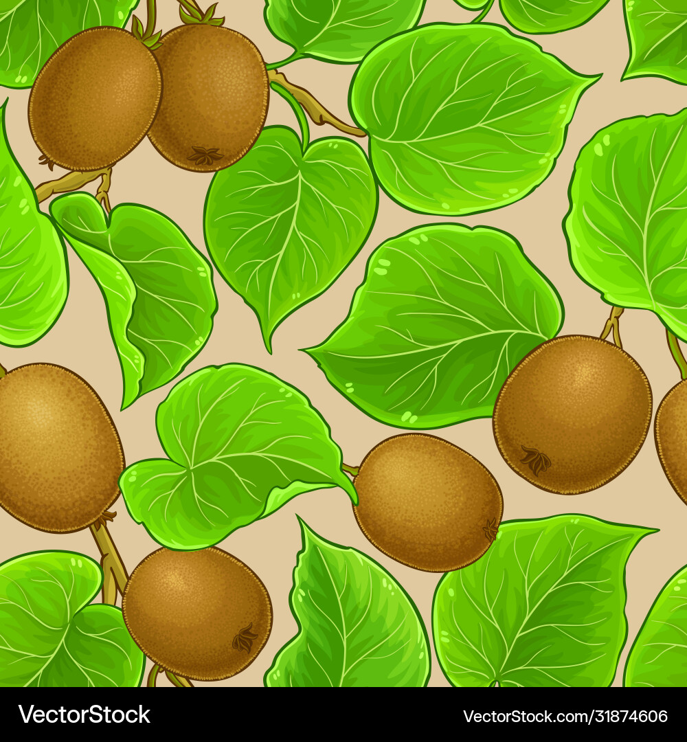 Kiwi branches pattern on color background vector image
