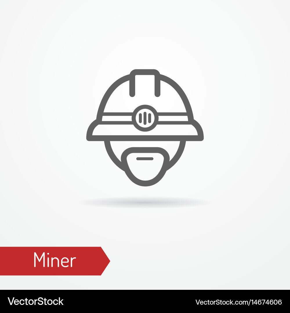 Miner Head Icon with Helmet Vector Image