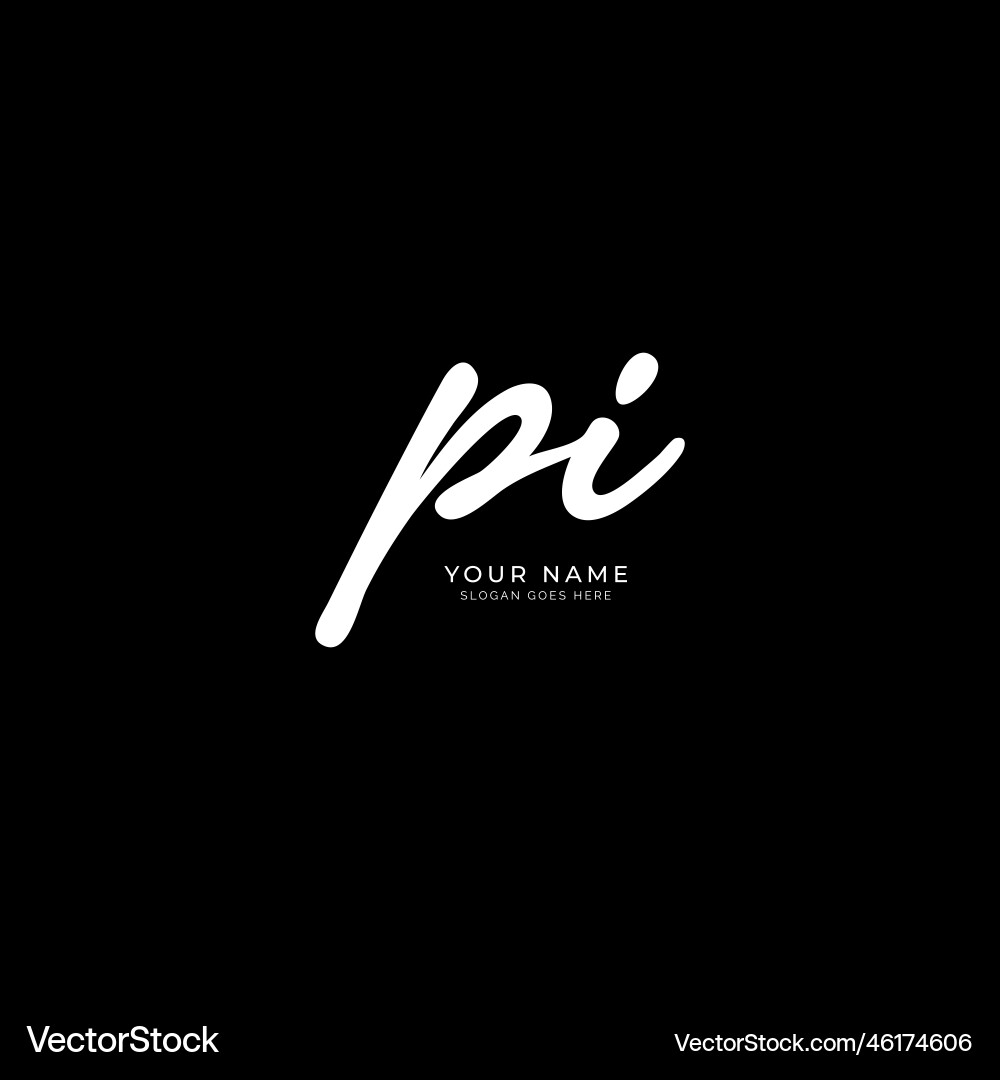P i pi initial letter handwriting signature logo Vector Image