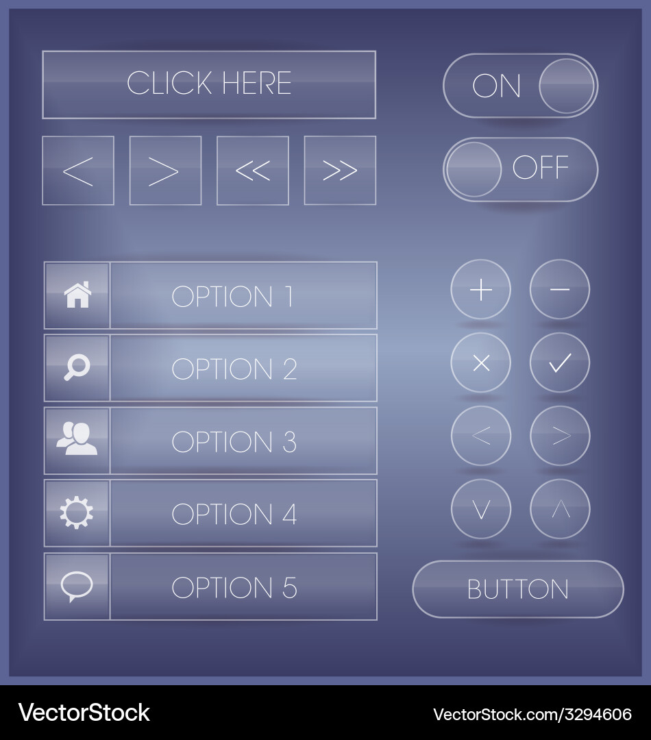 Purple interface buttons and icons set Vector Image