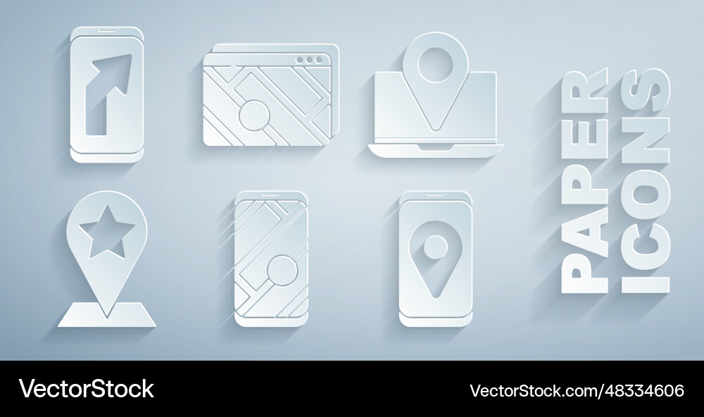 Set city map navigation laptop with location Set city map navigation laptop with location vector image