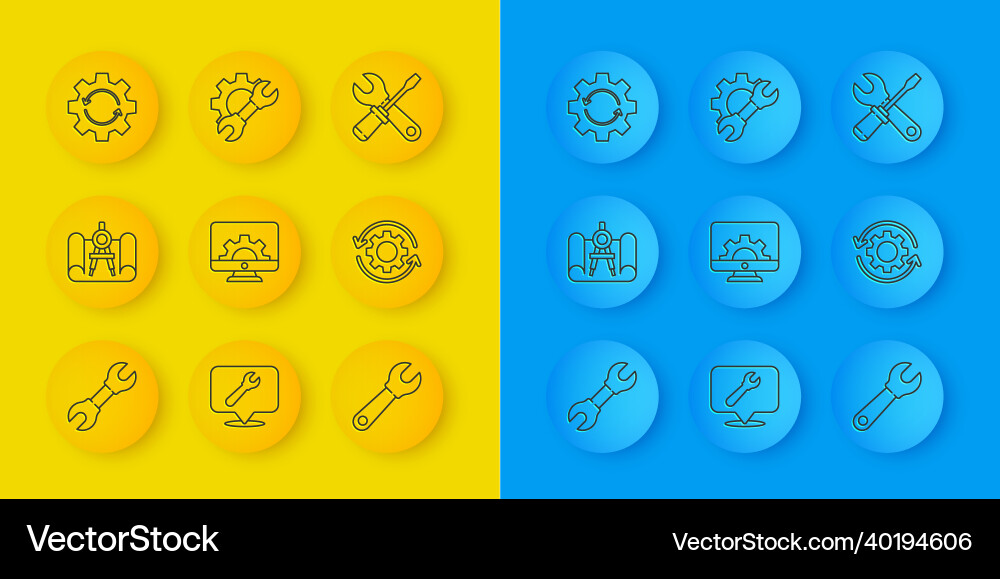 Set line wrench spanner graphing paper Set line wrench spanner graphing paper vector image