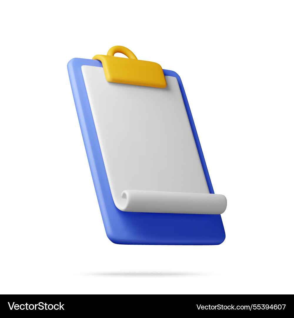 3d clipboard with empty paper sheet isolated 3d clipboard with empty paper sheet isolated vector image