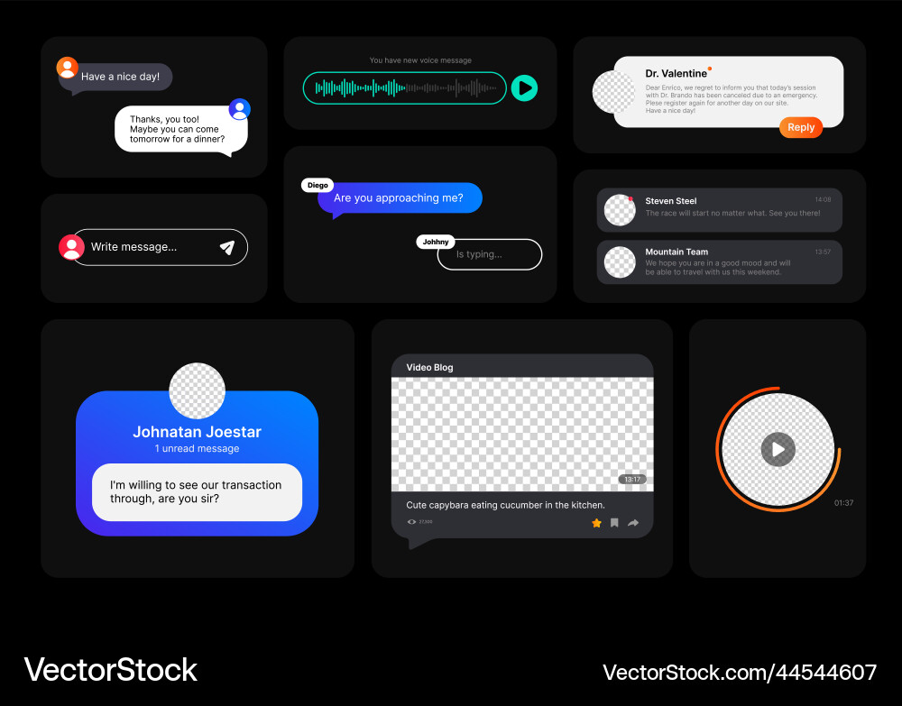 Big set of incoming messages and notifications Vector Image
