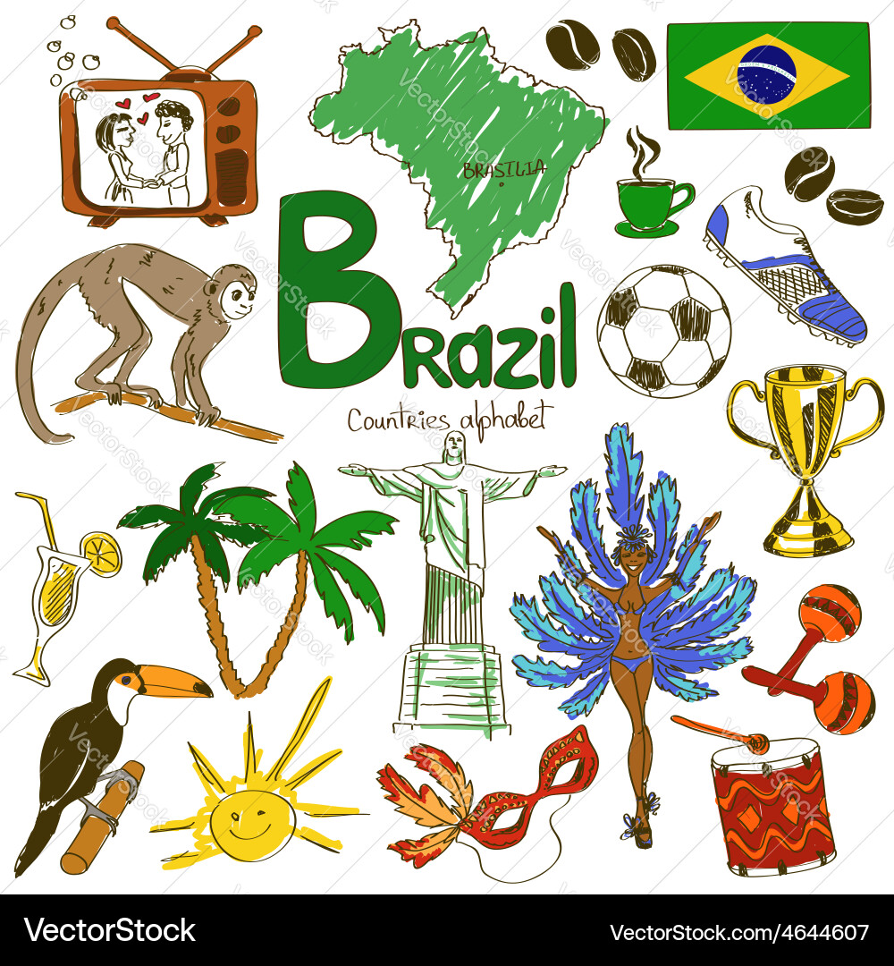 Brazil Icon Collection Vector Image