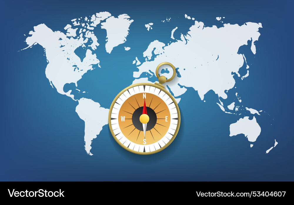Compass on the world map background Compass on the world map background Vector Image