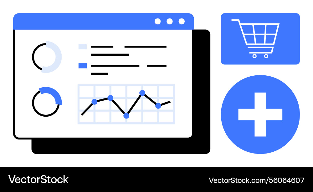 Data analytics dashboard with graphs shopping Vector Image