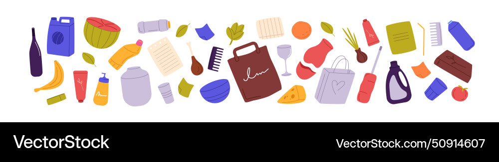 Different types of waste set sorting trash Different types of waste set sorting trash vector image